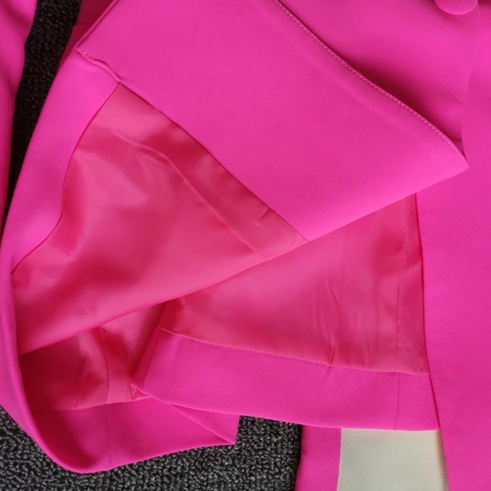 Blazer Pants Suit Two Piece Set Office Ladies Women Color Match Business Single - Picture 5 of 6